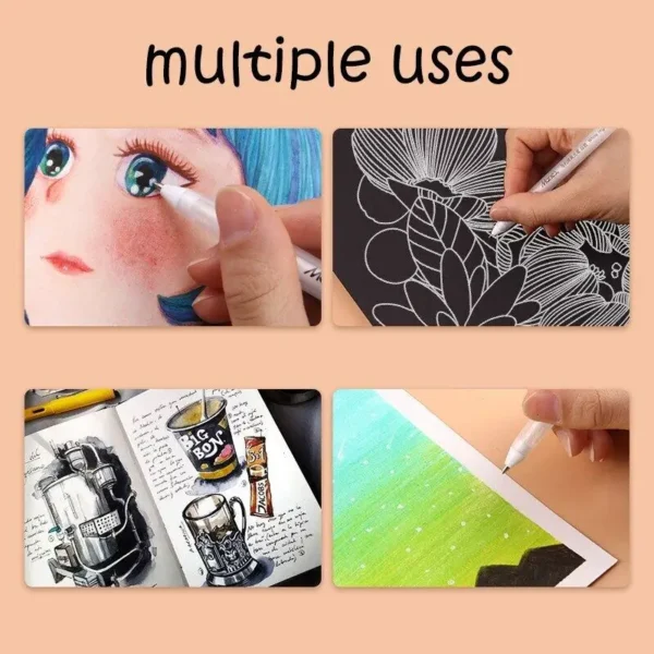 3/5pcs/10pcs Set 0.8mm Highlight Marker Pen White Ink Gel Pen For Drawing Art Supply Sketch Paint Pen - Image 4