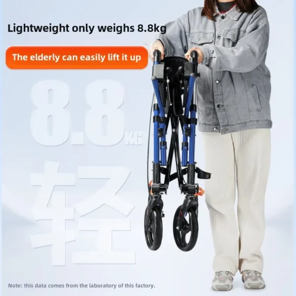 Elderly Rehabilitation Walking Assist Rollator Walker Aluminum Alloy Folding Pulley Mobility Aid Scooter Four-wheel Shopping Car - Image 3