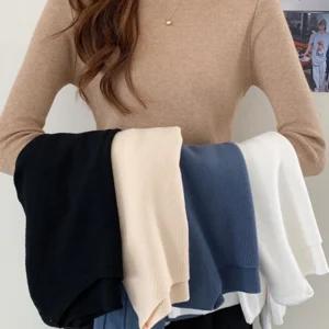 Autumn Winter Women Sweaters Slash Neck Slim Knitted Pullovers chic Basic Solid Jumper Female Sweater Casual Jersey Tops