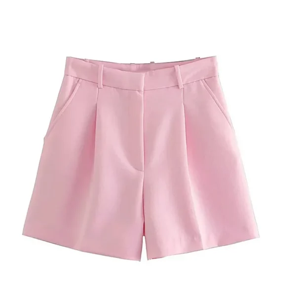 TRAF Female Shorts Black Pink Shorts Woman Summer 2024 Pleated Baggy White Shorts For Women Casual High Waist Short Pants - Image 3