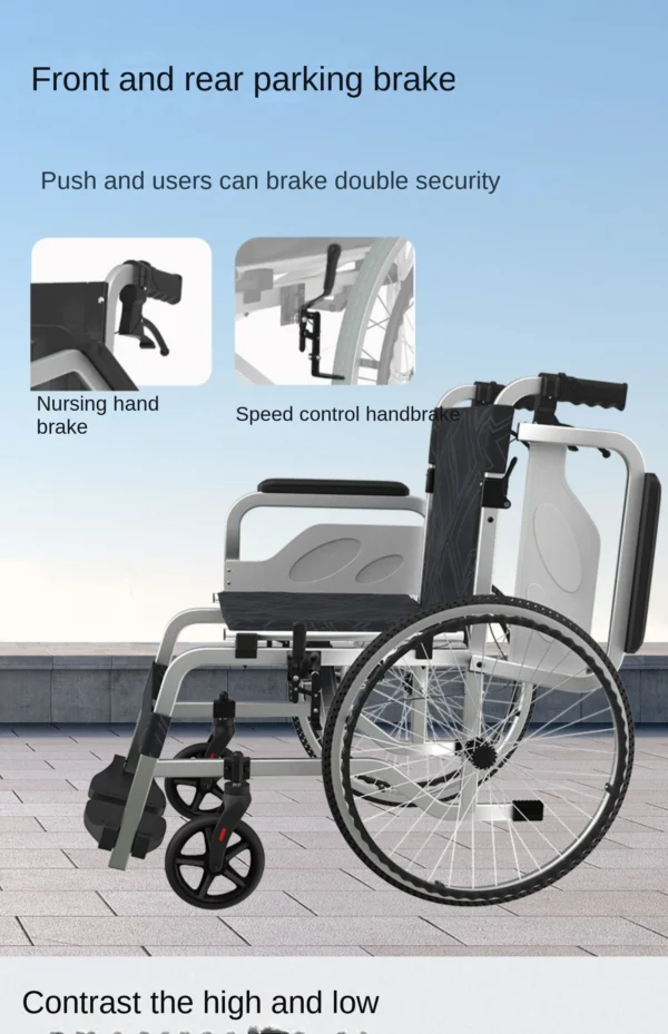 Folding light exwide armrest can lift Oxford cloth seat cushion large wheel wheelchair scooter the elderly - Image 4