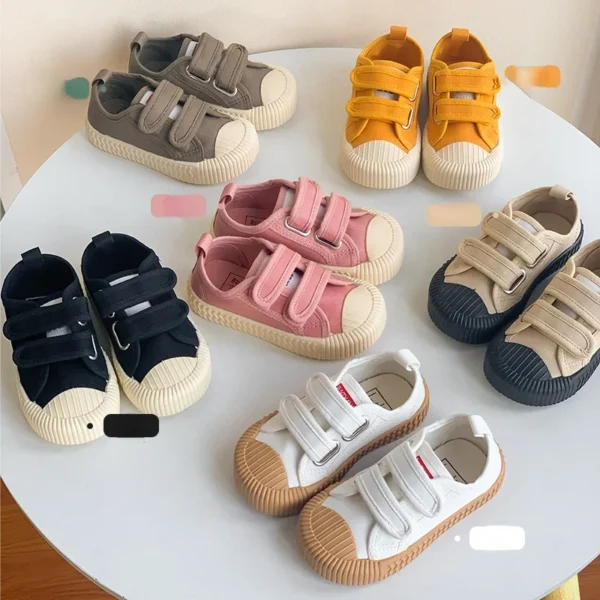 Children Canvas Shoes for Boys and Girls Spring Autumn Hook and Loop Shoes Soft Bottom Breathable Toddler Baby Biscuit Shoes - Image 2