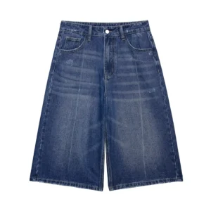 Willshela Women Fashion With Pockets Denim Blue Front Zipper Midi Shorts Vintage High Waist Female Chic Lady Shorts