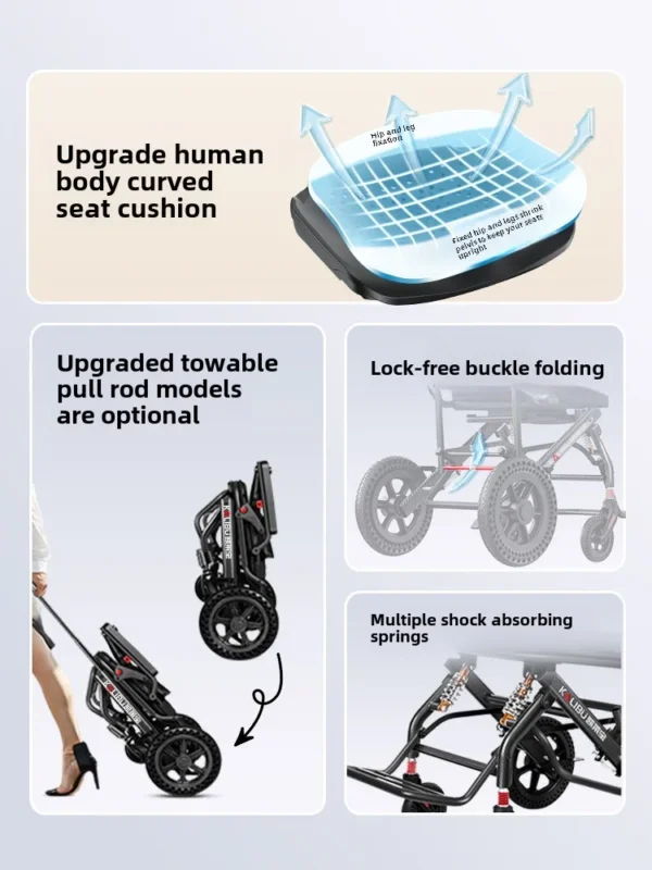 Wheelchair for the elderly folding wheelchair ultra-light small elderly travel - Image 4