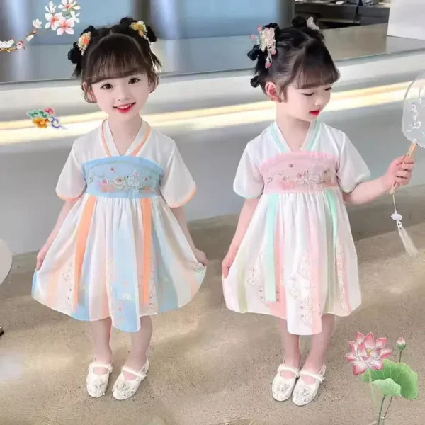 Fashion Ancient Girl Dress Children Clothing Streetwear Baby Tang Girls Casual Dresses Princess Summer Kids Hanfu Fairy - Image 3