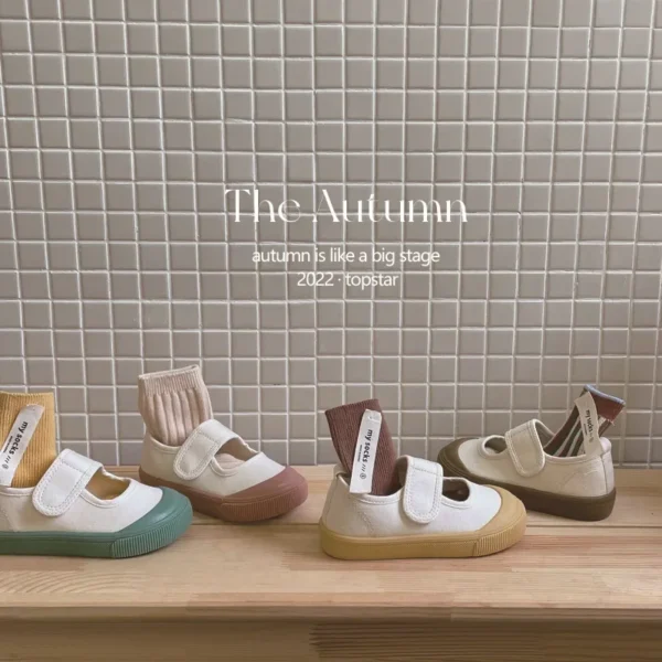 Topstar2025 Spring Summer New Children Canvas Shoes Magic Tape Soft Bottom Kindergarten TS1223 Model Comfortable Casual Footwear