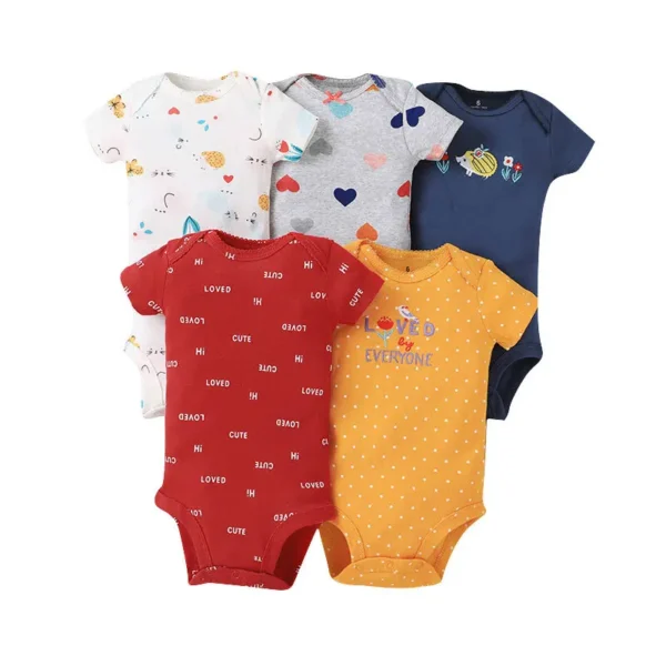5PCS/Lot Baby Boys Girls Bodysuits 100% Cotton Short Sleeves Kids Clothes 6-24 Month Newborn Baby Clothing bebe Jumpsuit - Image 2