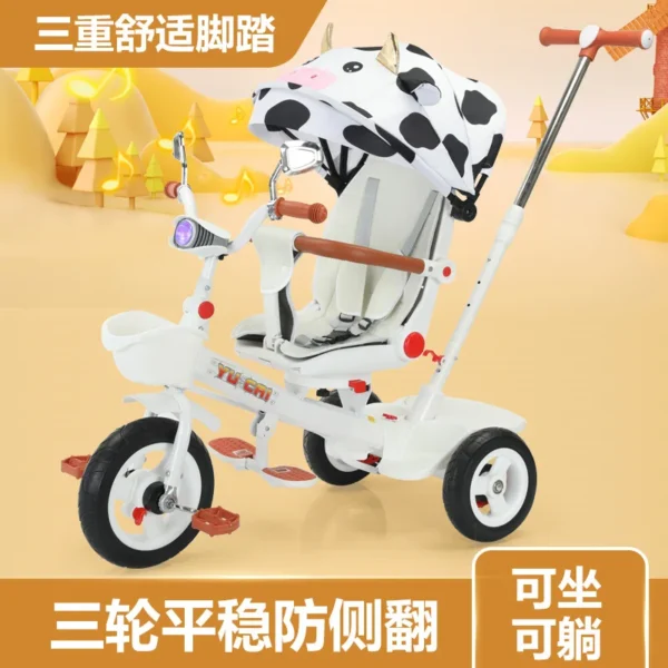 Children's tricycle lie down sit high landscape stroller magical tool for strolling children foot pedal multifunctional - Image 2