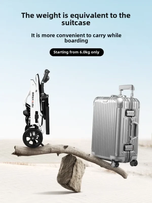 Folding lightweight wheelchair for the elderly, small size, ultra-light portable travel scooter for the elderly - Image 2