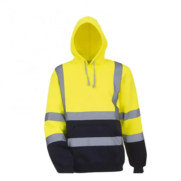 Men Reflective Sweatshirt High Visibility Pullover Top Long Sleeve Hoodie Coat Men Hoodie Hooded Pullover Work Safety Coat - Image 5