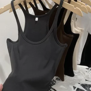 zjaiss Solid Color Basic Ribbed Knitted Tank Top Women Summer Vintage Sleeveless Camis 90s Cool Girls Streetwear Soft Tees