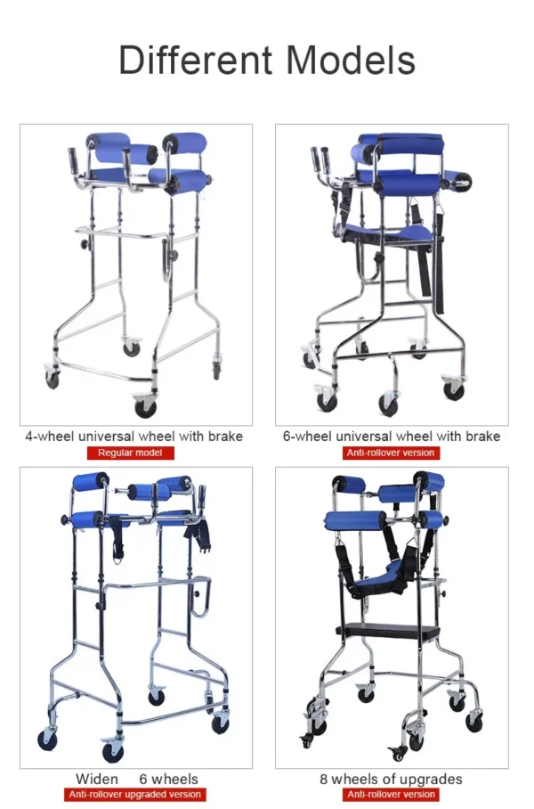 6 8 Wheels Elderly Disabled Palsy Rehabilitation Rollator Walking Aid Stand Patient Hemiplegia Walker for Disabled - Image 5