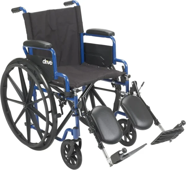 Drive Medical Blue Streak Wheelchair with Flip Back Desk Arms, Elevating Leg Rests 16 Inch Seat