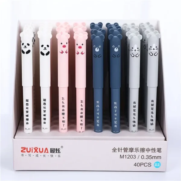 4 Pcs/Set Kawaii Pig Bear Cat Mouse Erasable Gel Pen School Office Supplies Stationery Gift 0.35mm Blue Black Ink - Image 6