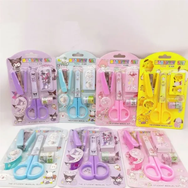 Cartoon Stationery Set Kuromi Kitty Stapler Tape Combination School Student Supplies Home Book Binding Machine Stapler - Image 2