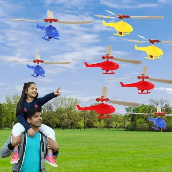 Kids Handle Cable Power Helicopter Cable Helicopter Outdoor Bamboo Dragonfly Fun Flying Toys Small Airplane Toy Color Random - Image 4