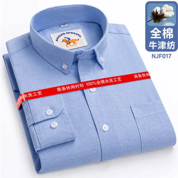 Men's shirt 6XL 7XL High Quality 100% Cotton Oxford Spinning Spring and Autumn Checkered Long Sleeve Non iron Business Casual - Image 3