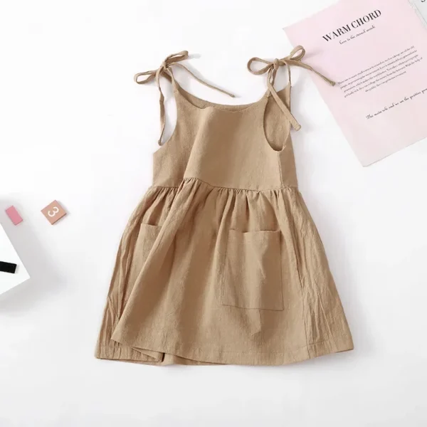 Summer Toddler Girl Dress Solid Cotton Sleeveless Children Dress Kids Sundress Slip Dress Fashion Girls Clothing - Image 4