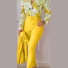 Women's Printed Long Sleeved Shirt Suit Spring Summer Slim High Waist Lace Up Elegant Female Office Pencil Pants Two Piece Set - Image 5