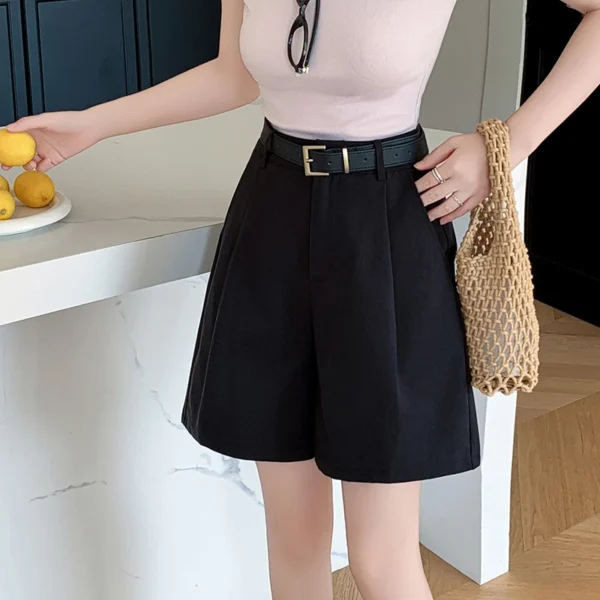 Casual Shorts Women 2025 Spring Summer New Fashion Draped High Waist Wide-leg Shorts Female Retro Loose Shorts - Image 2