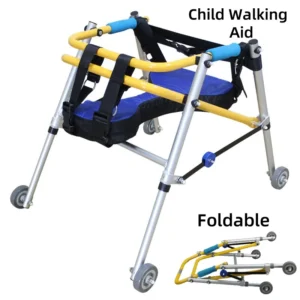 recovery standing walking aids aluminium lightweight Safety Children'S Hemiplegia Walker With Cushion Assisted Standing 4-Wheel