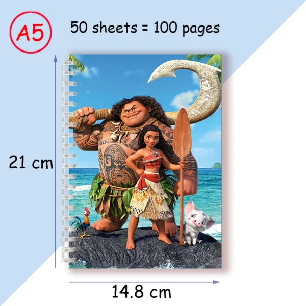 A5 Spiral Notebook Disney Cartoon Moana Vaiana Princess Dress COSPLAY Note Book Writing Memo Journal Kids Stationery Girl Gifts - Image 2