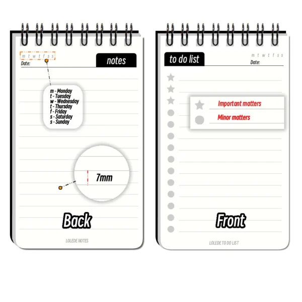 LOLEDE A7 Mini Notebook To Do List University Notebooks Notepad School Sketchbook Diary Travelers Planner Binder Office Journal - Image 2