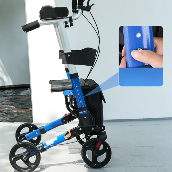 Height-Adjustable 4-Wheel Rollator Walker with Armrests, Foldable Sitting Mobility Scooter & Brake System for Seniors - Image 5