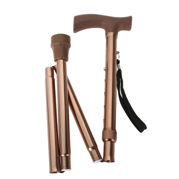 Alloy Foldable Elderly Safety Walking Stick Guide Blind Cane Crutch Bronze Adjustable Length new - Image 2