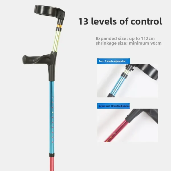 Forearm Medical Crutches for Kids,13 Level Height Adjustable Walking Crutches, Lightweight Aluminum Underarm Cane Walking Stick - Image 3