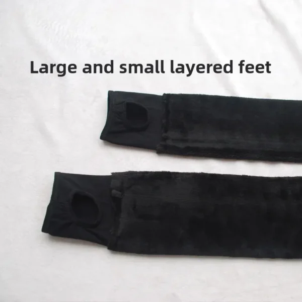 Winter Thickened Fleece Lined Nylon Waist Protector One-Piece Tight Layered Seamless Footwear Warm Base Layer Pants - Image 3