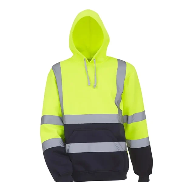 Men Reflective Sweatshirt High Visibility Pullover Top Long Sleeve Hoodie Coat Men Hoodie Hooded Pullover Work Safety Coat - Image 4