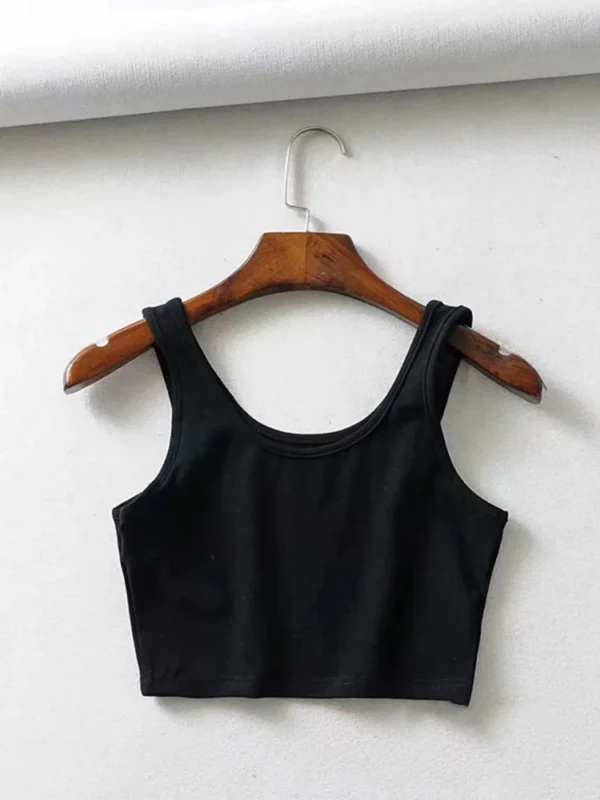 sexy women summer crop tops sleeveless short cotton u collar knitted bar - Image 6