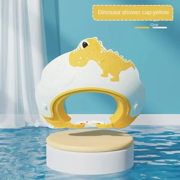 Baby Soft Rubber Waterproof Shampoo Cap Children Shampoo Artifact Baby Shampoo Cap Adjustable Ear Protectors Dinosaur Pattern - Image 3