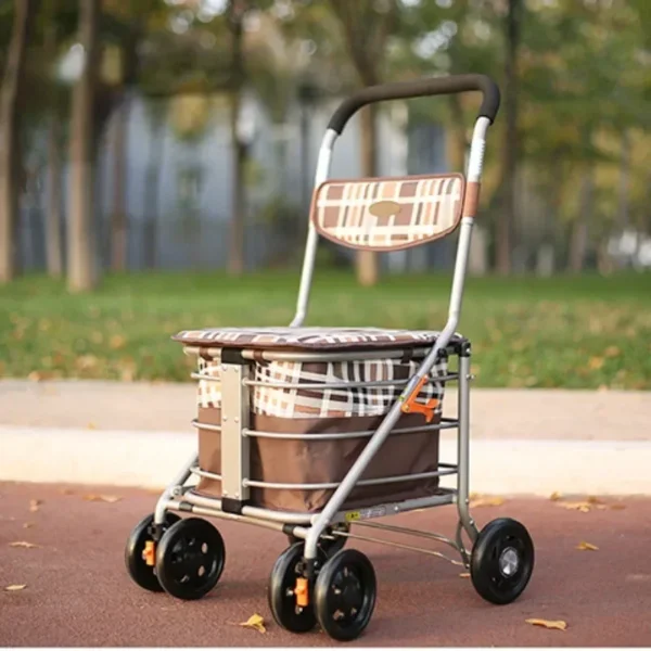 Four-wheel Walking Assist Rollator Walkers Lightweight Aluminum Folding Mobility Shopping Walkers Rollator Elderly Handcart - Image 6