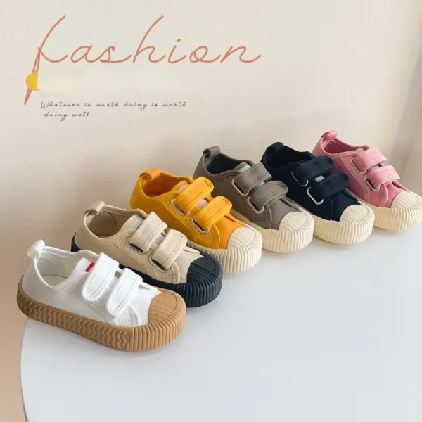 Children Canvas Shoes for Boys and Girls Spring Autumn Hook and Loop Shoes Soft Bottom Breathable Toddler Baby Biscuit Shoes - Image 3