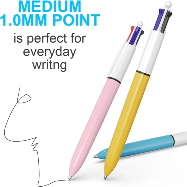 1 Pcs 4-in-1 Multicolor Ballpoint Pen, Medium Point 1.0mm Retractable Colored Pen for Business Office, Student, Doctor Nurse ect - Image 2