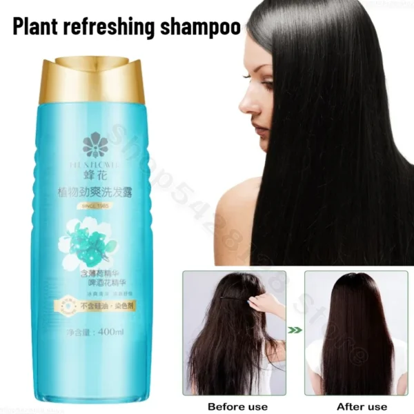 400ml Bee Flower Shampoo Anti-Dandruff Oil Control Refreshing Scalp Improve Repair Damaged Hair Follicles Shampoo - Image 3