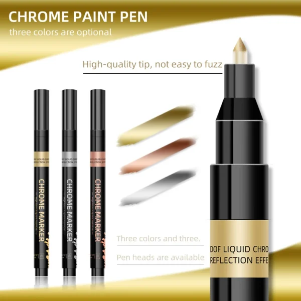 1Pcs Chrome Mirror Marker Pen 0.7mm 1mm 2mm DIY Reflective Paint Pen Permanent Gold Silver Copper Marker Model Painting Marking - Image 5