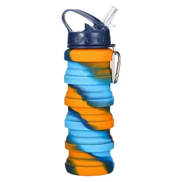Silicone Foldable Water Bottle for Sports Reusable Leakproof Water Bottle with Carabiner Collapsible Water Bottle Bidon Rowerowy - Image 5