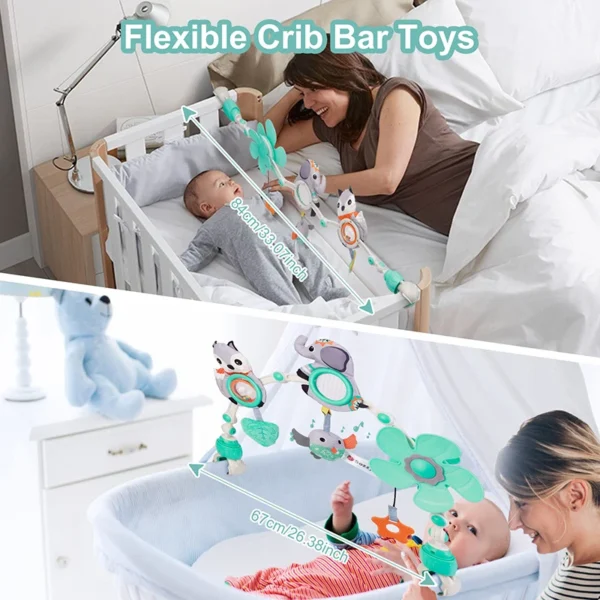 Baby Stroller Arch Toy Baby Crib Mobile Musical Animal Foldable Travel Car Seat Activity Bouncers Pram for Newborn Sensory Toy - Image 4