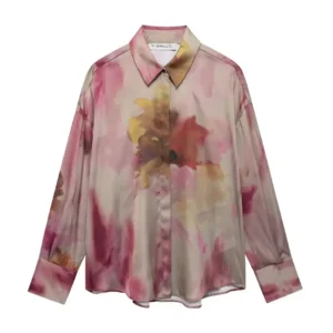 2024 Autumn New Women's Shirt Wholesale Tie Dye Printing Satin Effect Sleeveless Top From Amazon Europe And America