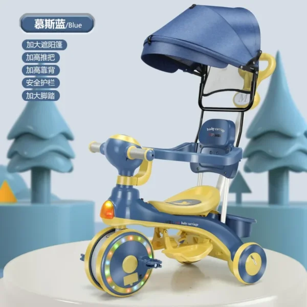 Children's Tricycle 1-6 Years Old Children's Pedal Scooter Baby Handcart Sliding Scooter Music Lightweight Children's Stroller