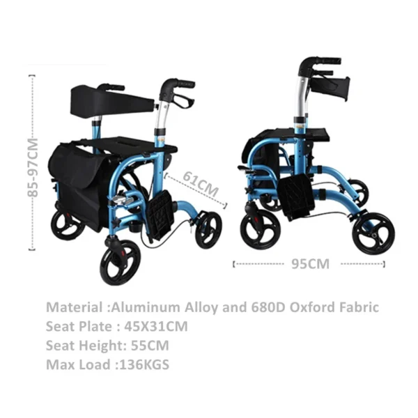 JayCreer Aluminum Rollator Walker - Image 4