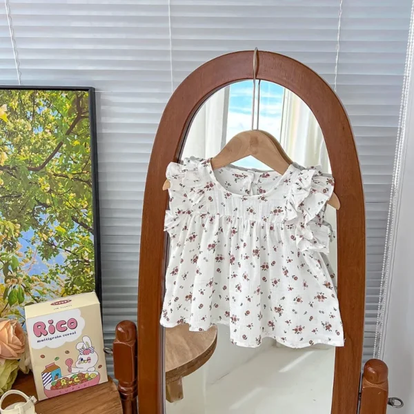 Baby Girl Blouse Summer 2024 New Children's Shirts Short Sleeved Tops for Kids Cute Flower Toddler Shirts Baby Outfits Clothes - Image 4