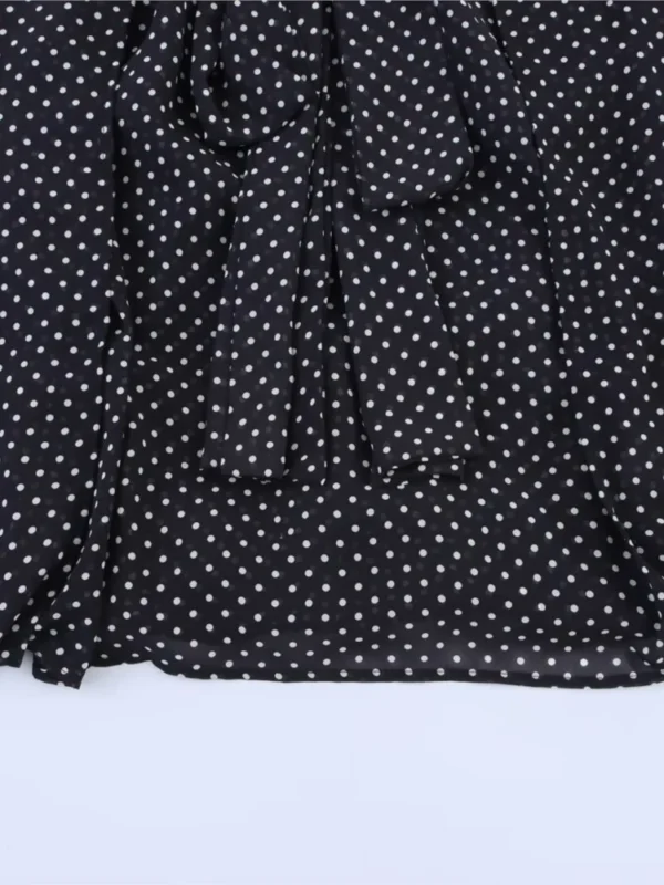 Cape Shirt With Tie Women Casual V Neck Lightweight Women's Blouse Polka Dot Lady Tops Long Sleeve Female Shirts & Blousers - Image 6