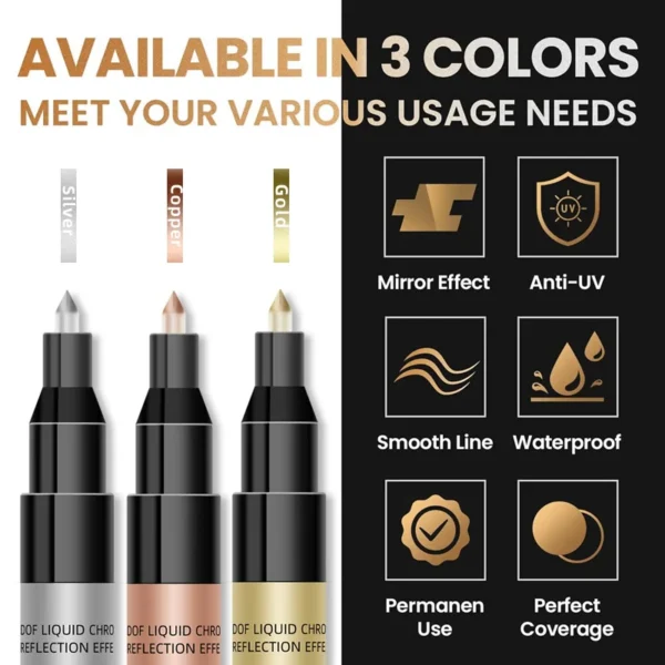 1Pcs Chrome Mirror Marker Pen 0.7mm 1mm 2mm DIY Reflective Paint Pen Permanent Gold Silver Copper Marker Model Painting Marking - Image 3