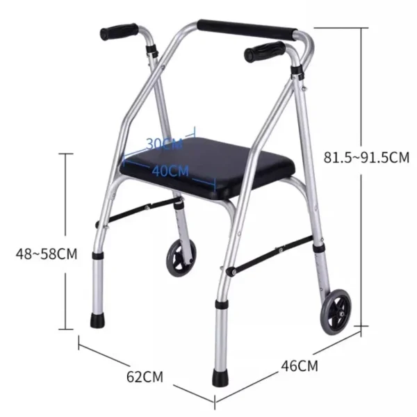 Supportive Walker Aluminum Alloy Elderly Rehabilitation Aid with Wheeled Armrest Mobility Support Walker Walking Stick with Seat - Image 6