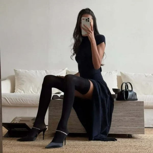Black Knitted Long Dress for Women Fashion Turtleneck Slim Beach Holiday Dresses Elegant Basic Sleeveless Summer Dress 2025 - Image 2