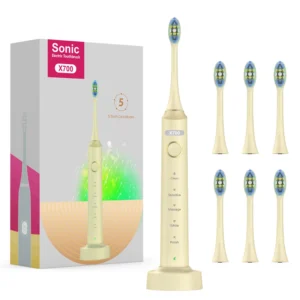 Sonic Electric Toothbrushes for Adults Teeth Whitening Toothbrush IPX7 Waterproof Smart Timer 6 Replaceable Heads Set
